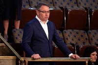 Alexander Vindman watches as the House votes for a Speaker of the House