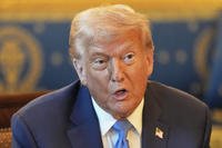 President Donald Trump speaks during a meeting with Israel's Prime Minister Benjamin Netanyahu