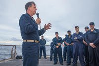 Rear Adm. Michael Donnelly aboard the USS Antietam