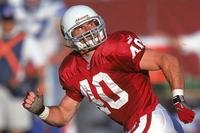 The Arizona Cardinals' Pat Tillman runs during a game against the Detroit Lions at Sun Devil Stadium in Tempe, Arizona.