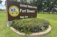 A sign outside the main gate of Fort Stewart, Georgia