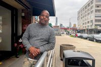 Darryl Chavis, 62, served in the U.S. Army for 2 years as a watercraft operator. He stands outside the Borden Avenue Veterans Residence, a short-term housing facility in the Long Island City neighborhood of Queens, N.Y., where he lives.