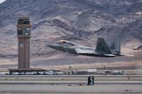 A U.S. Air Force F-22 Raptor fighter jet assigned to the 422nd Test and Evaluation Squadron (TES), takes off for a mission at Nellis Air Force Base, Nevada, Sep. 4, 2025. (U.S. Air Force photo by William R. Lewis)
