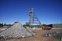 FILE - A uranium ore pile is the first to be mined at the Energy Fuels Inc. uranium Pinyon Plain Mine Wednesday, Jan. 31, 2024, near Tusayan, Ariz. (AP Photo/Ross D. Franklin, File)
