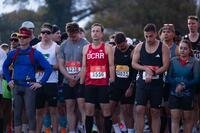 Marathon participants line up.