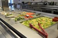 A salad bar in a dining facility.