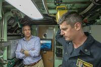 CNN Chief National Security Correspondent Jim Sciutto with Commodore Ollie Lewis, Commander, Submarine Squadron 12 (Photo Credit: Jeremy Moorhead/CNN)
