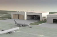 Several projects will break ground at McConnell Air Force Base, Kan., in the upcoming weeks, including construction of one- and two-bay hangars like those depicted in this rendering.