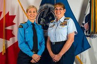 Julie Gascon, the Canadian Coast Guard assistant commissioner for the Central and Arctic Region, stands with Rear Adm. June Ryan, the commander of the Coast Guard 9th District, Oct. 20, 2015. (U.S. Coast Guard/PO3 Christopher M. Yaw)