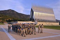 The basic cadet trainees of the U.S. Air Force Academy's Class of 2017 march out to start the field portion of Basic Cadet Training in Colorado Springs, Colo. July 22, 2013. (U.S. Air Force photo/Ray McCoy)