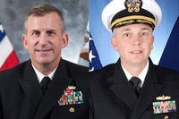 Rear Adm. Charles Williams and Capt. Jeffrey Bennett (U.S. Navy photos)