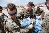 U.S. Marines with the 26th Marine Expeditionary Unit (MEU), unload emergency care items at the St. Thomas Cyril E. King Airport, U.S. Virgin Islands, Sept. 12, 2017. (U.S. Marine Corps/Lance Cpl. Alexis C. Schneider)