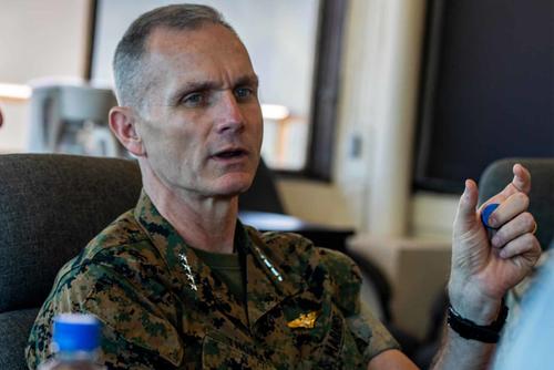 Gen. Gary Thomas during his visit to Marine Corps Base Hawaii.