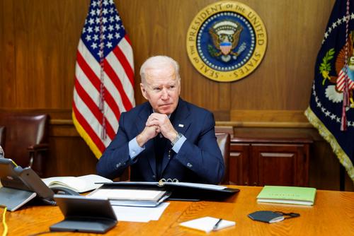 President Joe Biden at Camp David, Maryland. 