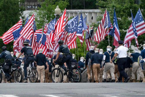 Marchers with the Alt-Right Neo-Nazi group "Reclaim America"