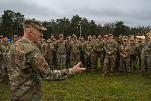 Air Force Chief of Staff Gen. David W. Allvin thanks airmen