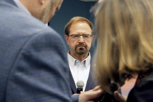 Rep. Chuck Edwards talks during a town hall