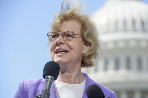 Sen. Tammy Baldwin, D-Wis., speaks during a news conference on the Equality Act at the Capitol