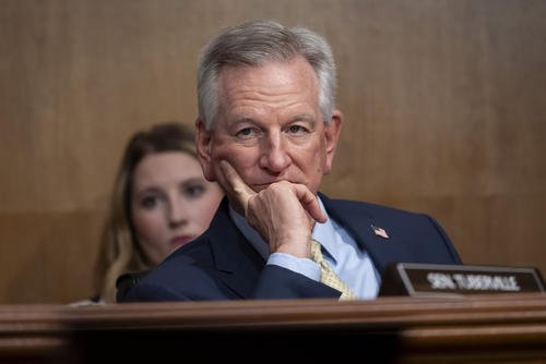 Sen. Tommy Tuberville attends a confirmation hearing