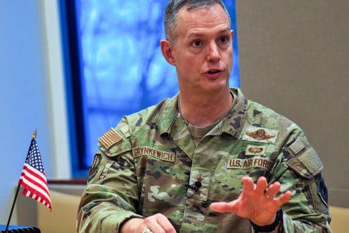 Lt. Gen. Alexus Grynkewich speaks at the U.S. Embassy in Abu Dhabi