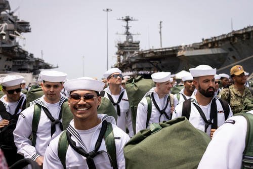 The USS Harry S. Truman (CVN-75) returned thousands of sailors from an eight-month deployment