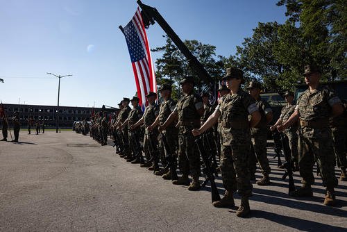 Marine Support Squadron 272 stand in formation