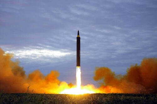 In this Aug. 29, 2017, file photo distributed on Aug. 30, 2017, by the North Korean government shows what was said to be the test launch of a Hwasong-12 intermediate range missile in Pyongyang, North Korea. (Korean Central News Agency/Korea News Service via AP, File)
