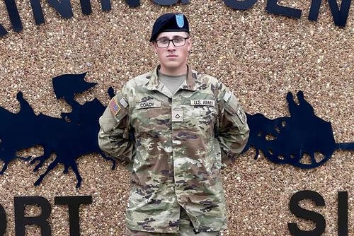 A picture of Declan Coady,  20, of West Des Moines, Iowa, who along with three other U.S. military personnel were killed as part of the Iran War. (GoFundMe)